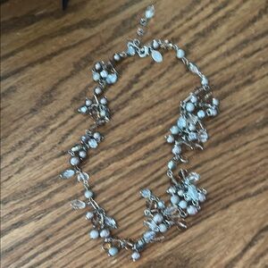 Elegant Silver and White Beaded Necklace